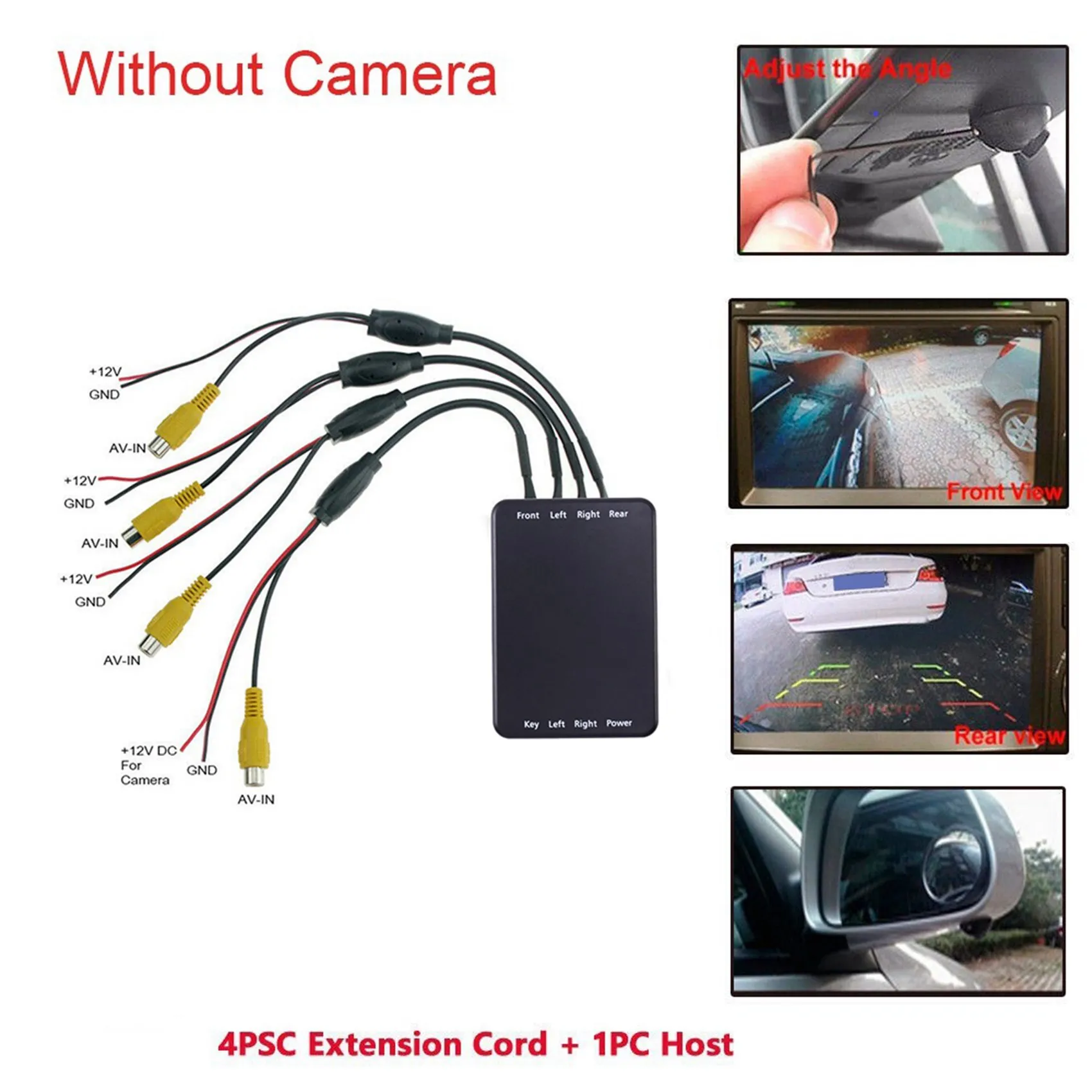 PHILE-2X estacionamento do carro vista panorâmica retrovisor 4 vias 360 graus vista câmera caixa de controle sistema dvr sem câmera