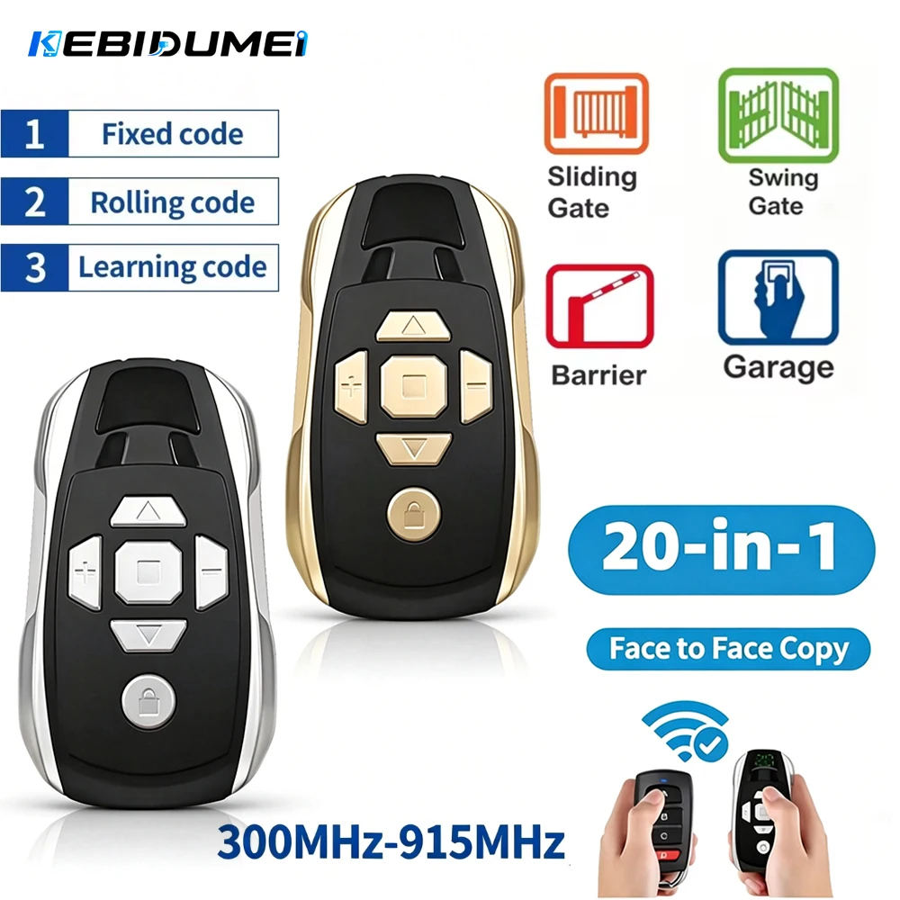 KEBIDUMEI 20 Channel Rechargeable Remote Duplicator Multi-Frequency 300-915MHz Universal Garage Door Gate Key Clone Copier