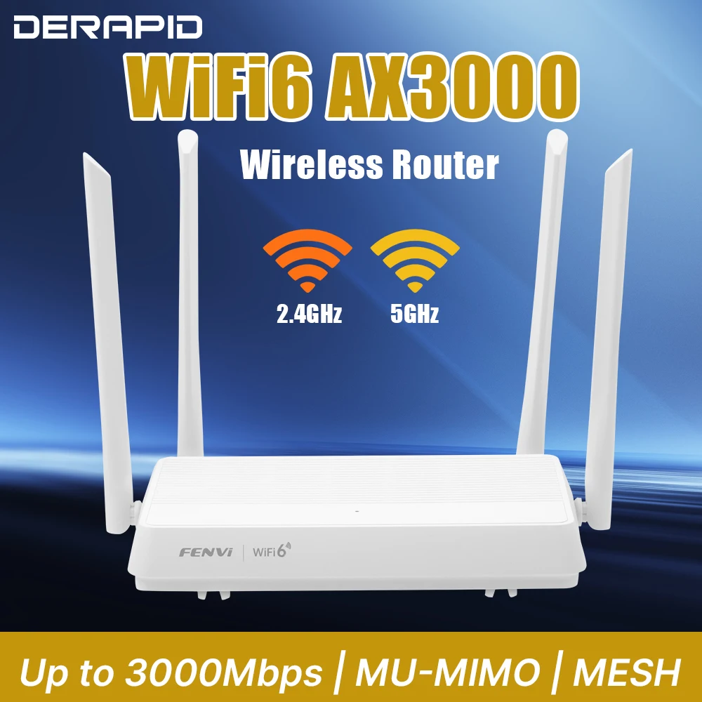 

FENVI AX3000 WiFi6 Router Dual Band 2.4G/5GHz 802.11AX Wireless Signal Booster WPA3 Easy Mesh Gigabit 5G for Home Office Network
