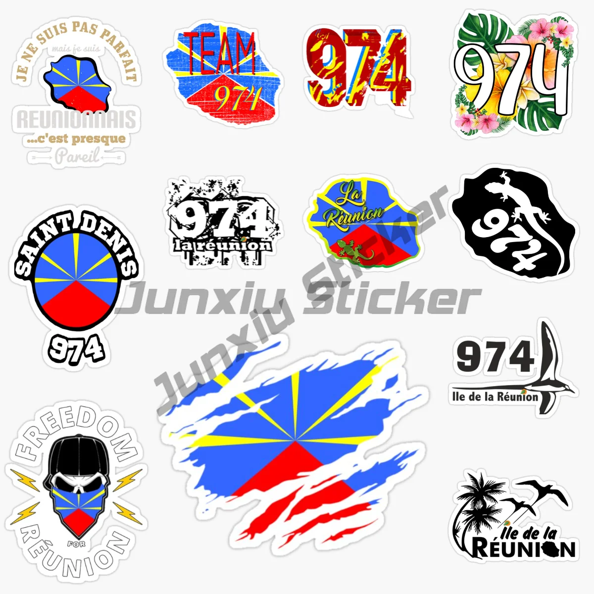 

Reunion Island 974 Flag Map Waterproof Vinyl Decal Car Accessories Pegatinas Para Coche DIY Car Styling Car Sticker