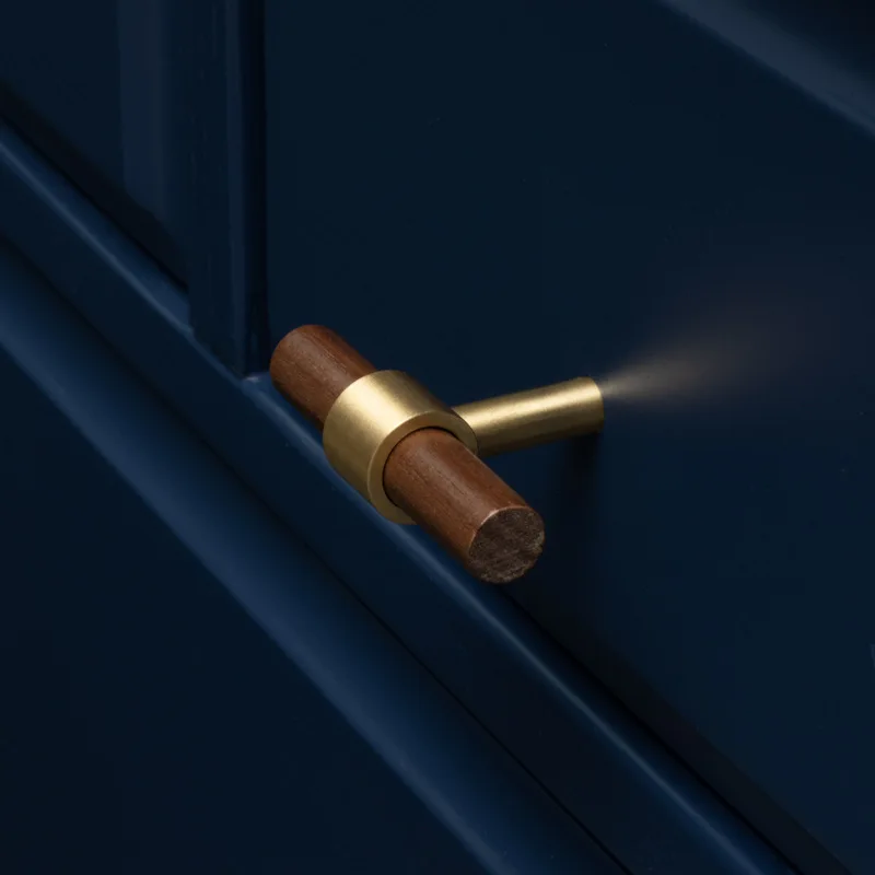 Wooden Cabinet Handles and Knobs Black Walnut Rural Furniture Handle Kitchen Cupboard Door Knob Longer Drawer Wardrobe Pulls