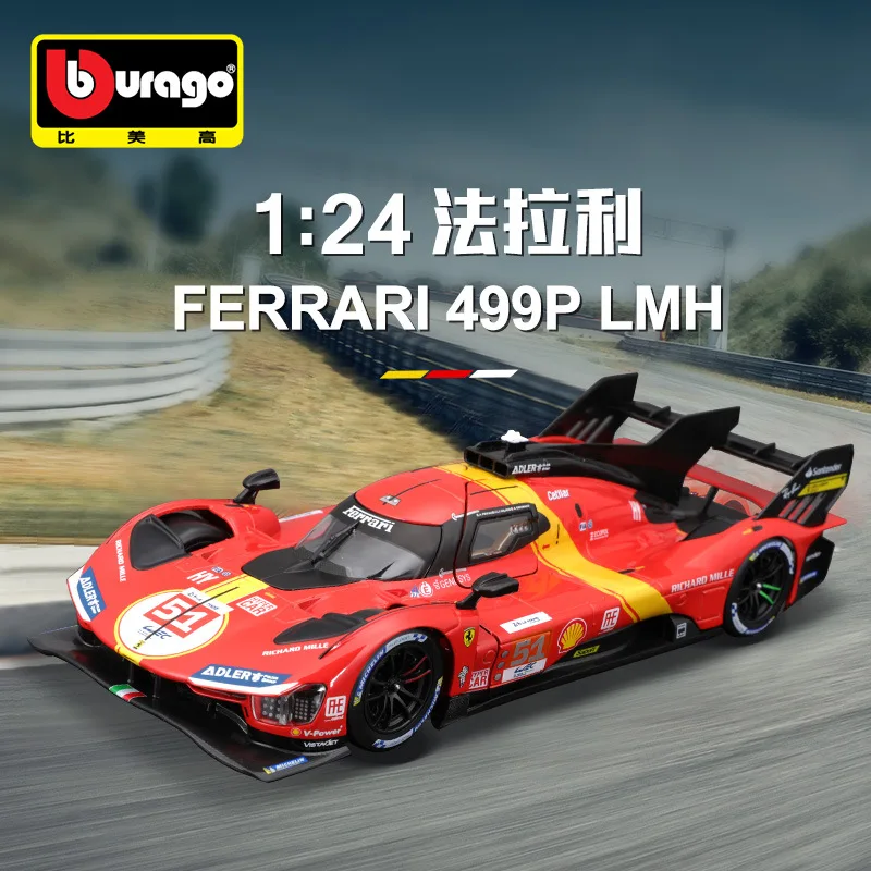 1:24 Ferrari Le Mans 499p Model samochodu Symulacja aluminiowego modelu samochodu Zabawka Kolekcja ozdób wyścigowych