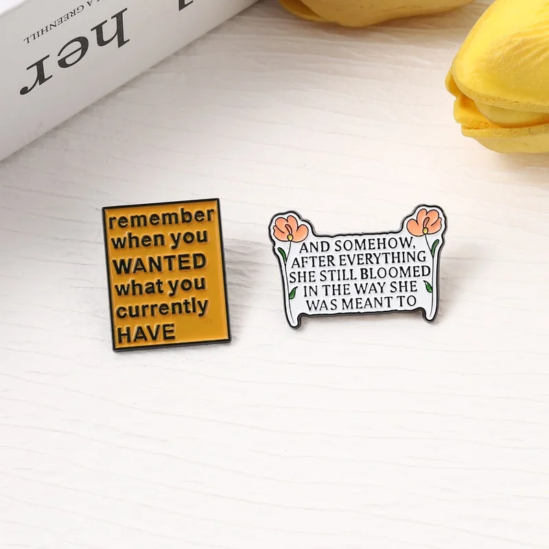 Encouragement Quotation Enamel Pins Life Motto Brooches Lapel Badges Popular Song Lyrics Jewelry Gift for Kids Friends