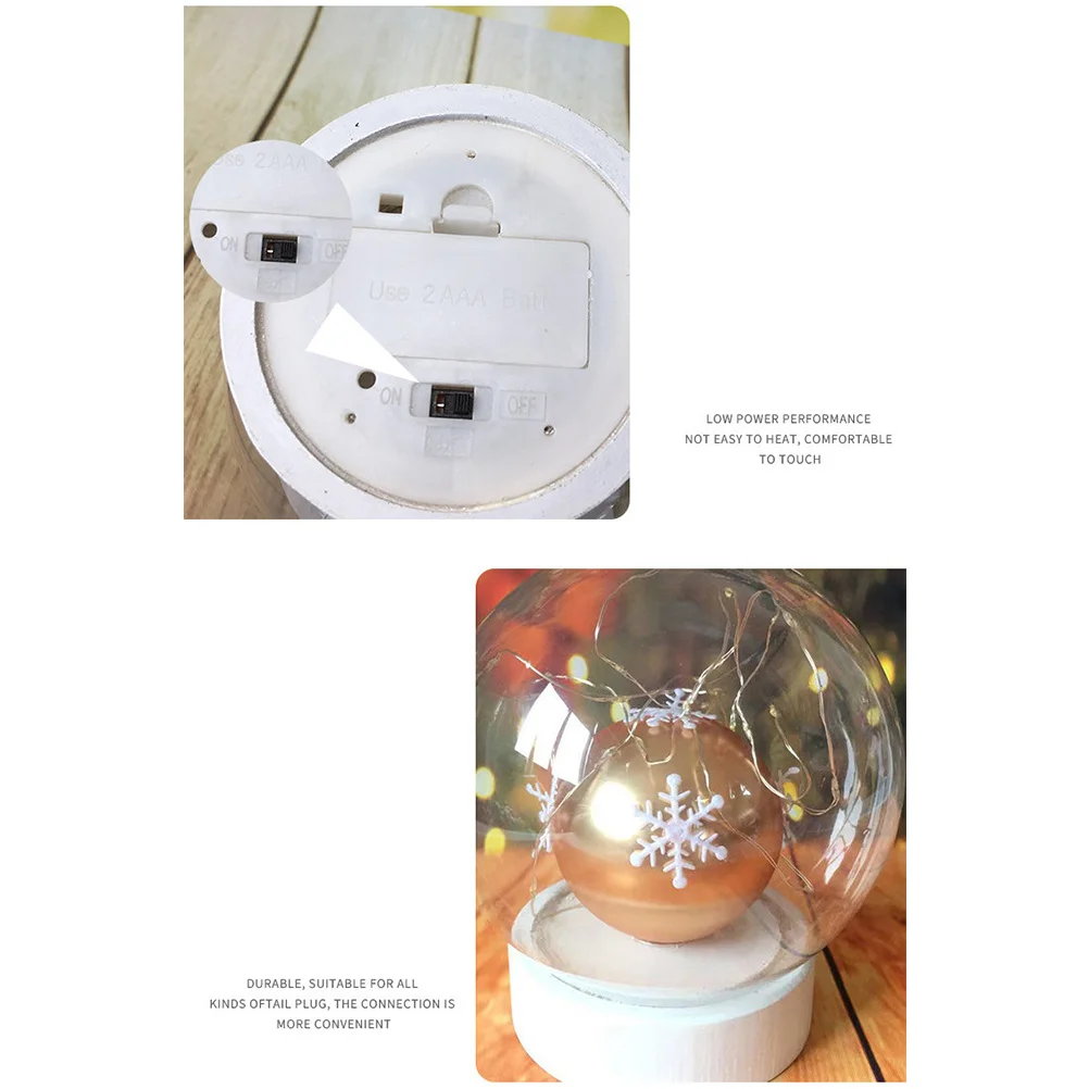 

LED Glass Ball Lamp Micro Landscape Dome Stable Base Romantic Decorative Light Wedding Bedroom Ornament Decorative Light