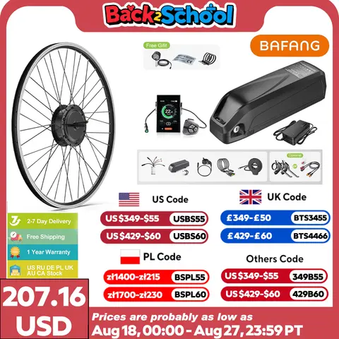 Bafang 500W EBike Kit Motor de cubo de rueda motriz trasera bicicleta eléctrica Motor sin escobillas Kit de conversión de bicicleta 20Ah 17.5Ah 13Ah batería
