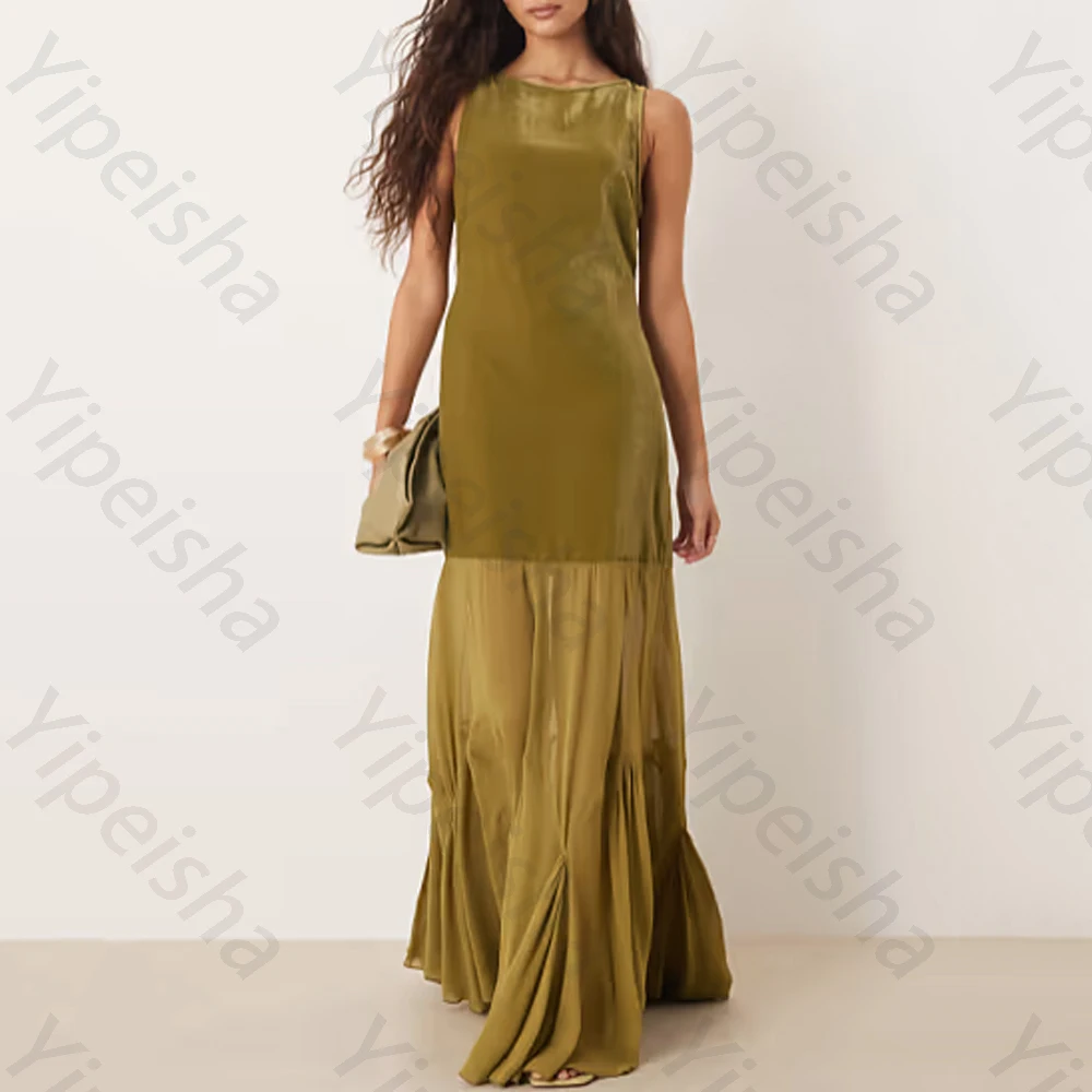 

Elegant Chiffon Sleeveless Evening Dresses Sexy Ruched Long Dress Exquisite High Quality Prom Party Gowns for Women Customized