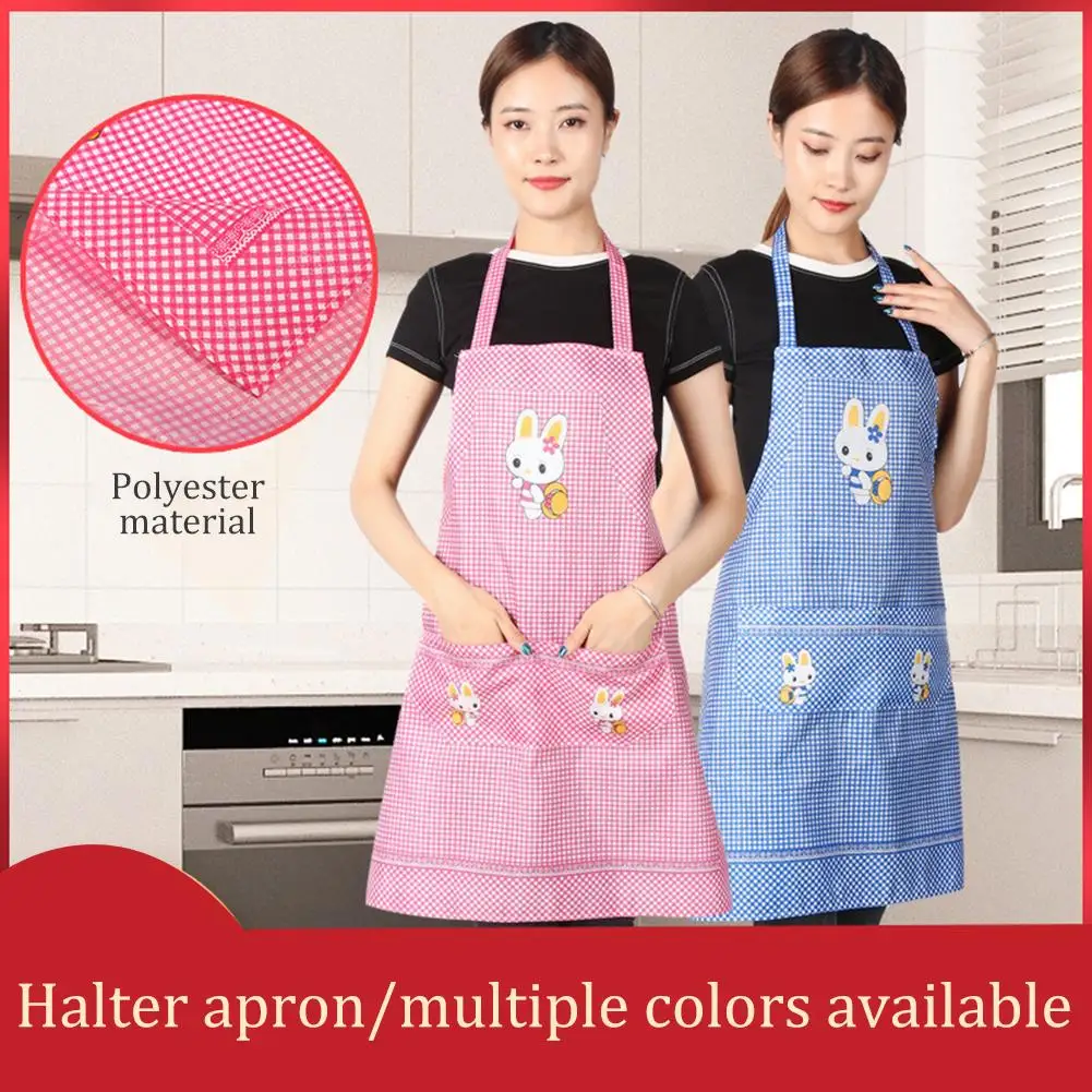 Cute Cartoon Rabbit Kitchen Apron For Men Women Home Cleaning Tools Pink White Waterproof Apron Cotton Linen Easy To Clean House