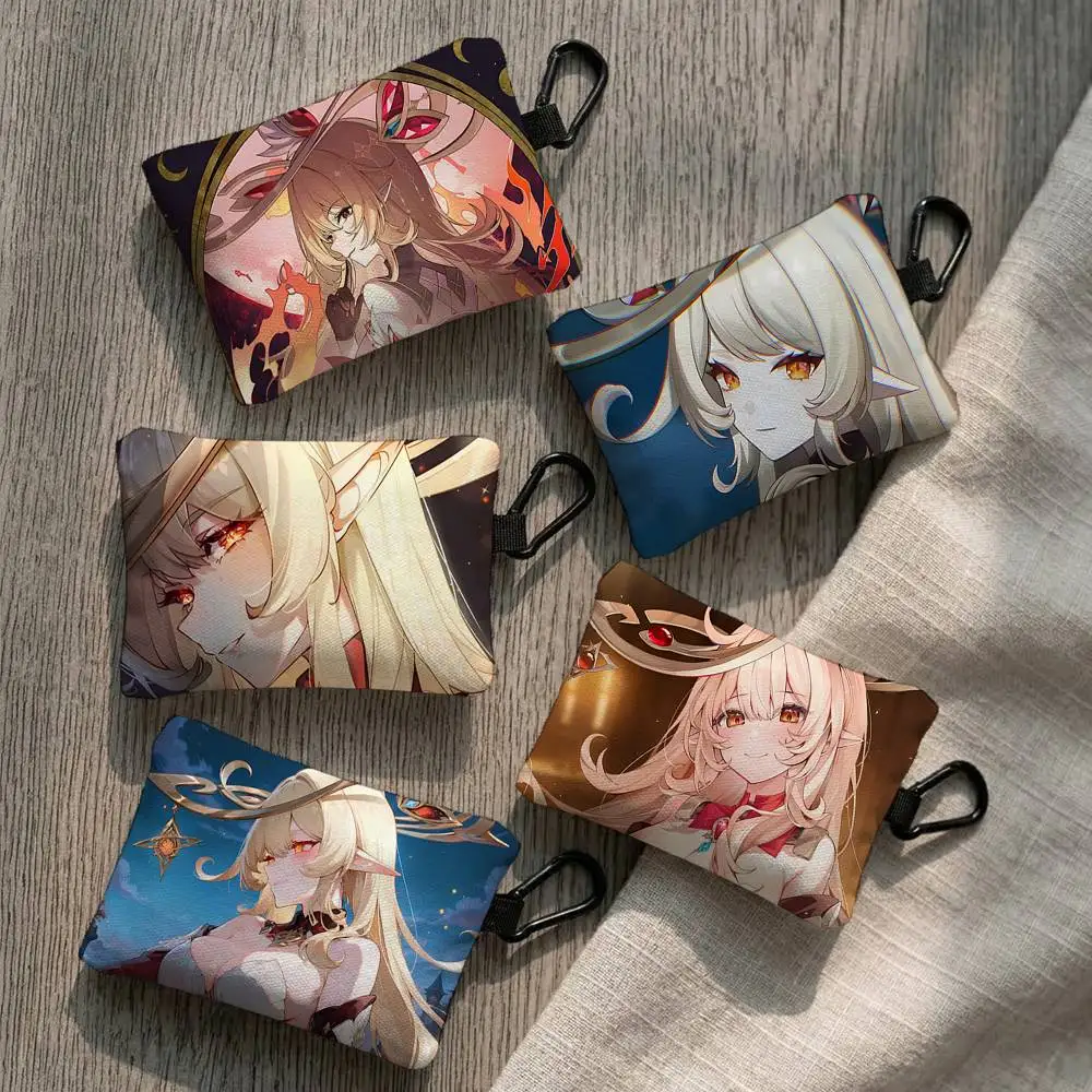 Cute Girl Game Anime Genshin Impact Alice Everyday Oxford Cloth Zipper Coin Purse - Lightweight Card Holder & Hanging Key Pouch