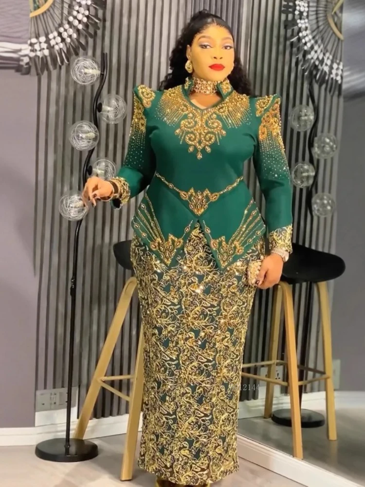 

Plus Size Evening Dresses for Women African Luxury Gown Elegant Muslim Wedding Party Long Dress Ankara Ladies Clothing Outfits