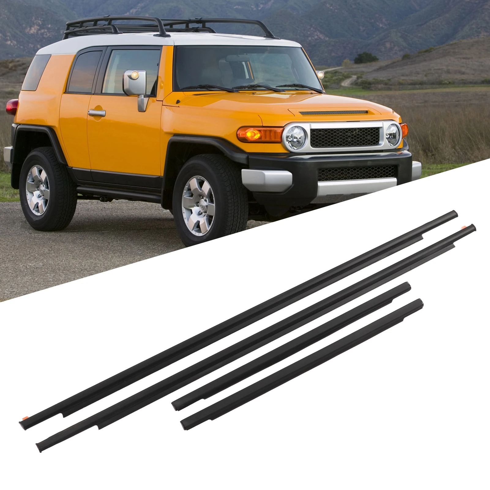 68163‑35041 Door Window Moulding Trim 6816235073 Front Rear Weatherstrip Replacement for FJ Cruiser 2007‑2014