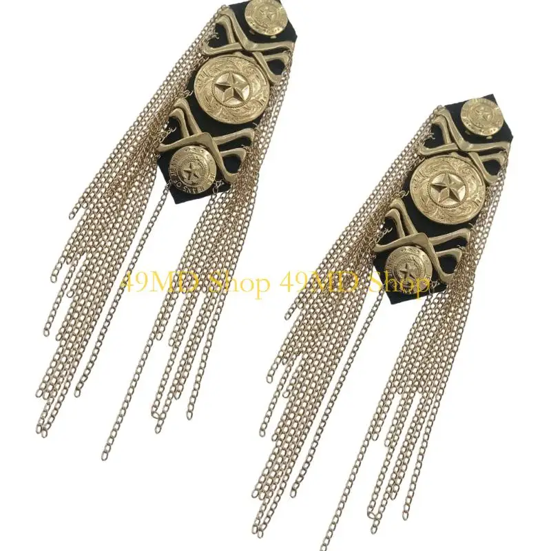 49MD Punk Fringe Epaulet Shoulder Board Costume Shoulder Badge Decors Shoulder Mark Fringed Epaulet for Suit Accessories