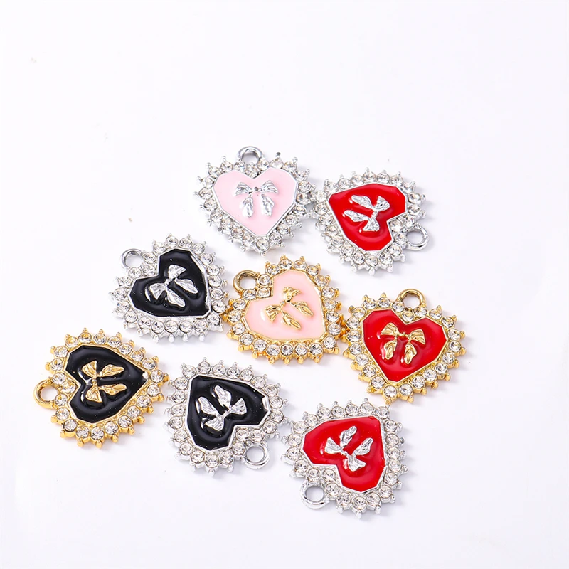 Duarte 20 Teile/los Nette Kristall Bowknot Herz Charms Anhänger für Schmuck Machen Tropfen Ohrringe Halsketten Armbänder DIY Handwerk Geschenk – Detail 10