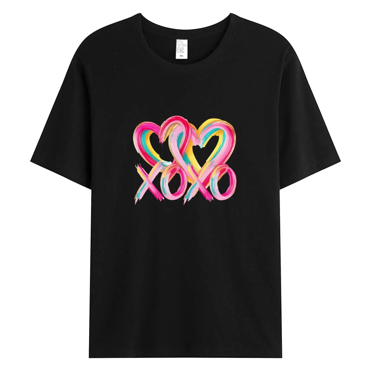 

XOXO Double Heart Print Women T-Shirt Summer Short Sleeve O-Neck Harajuku Graphics Tee Aesthetic Female Clothing Oversized Top