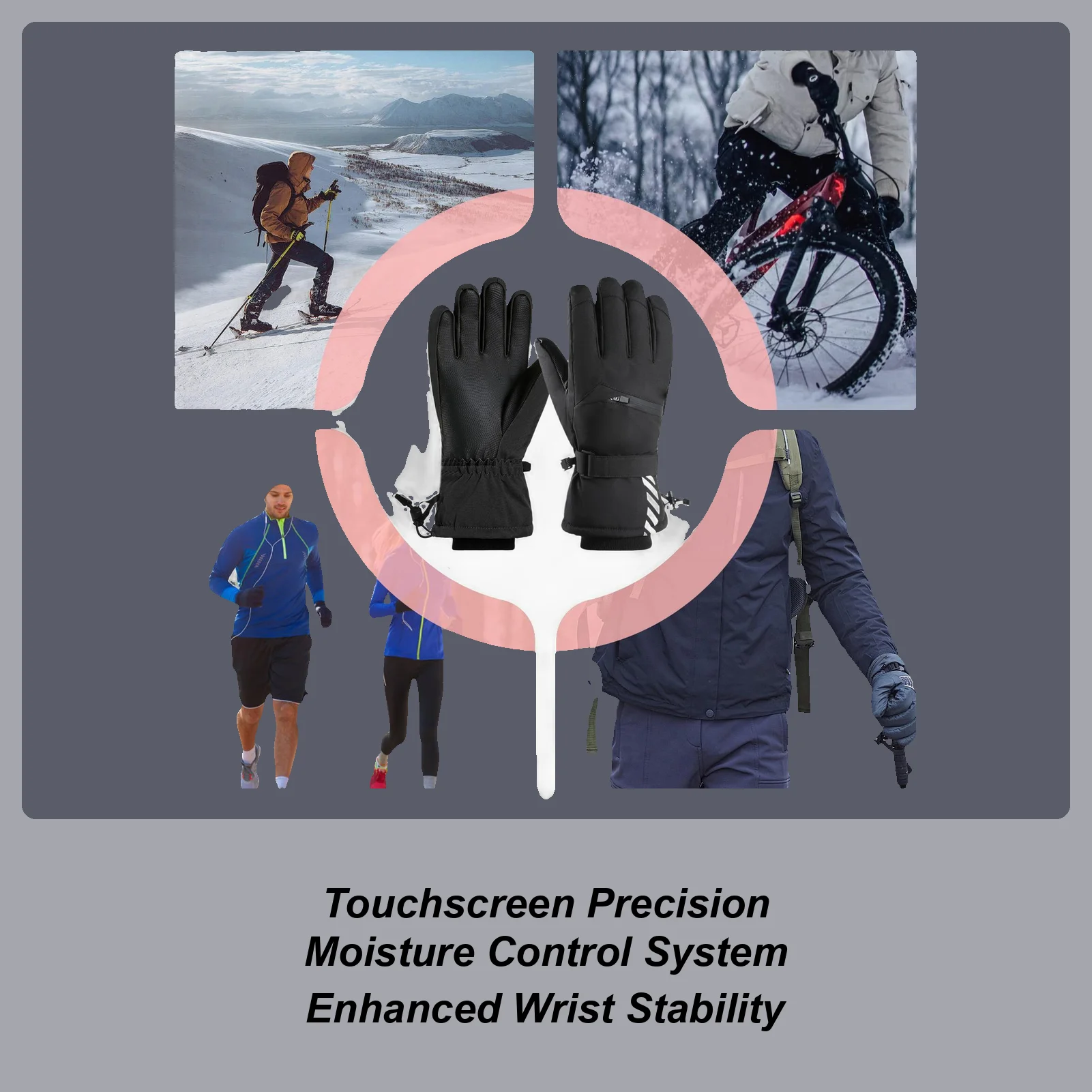 

Snow Gloves For Men Mittens For Cold Weather Warm Touchscreen Waterproof Windproof Gloves For Extreme Weather Winter Outdoor