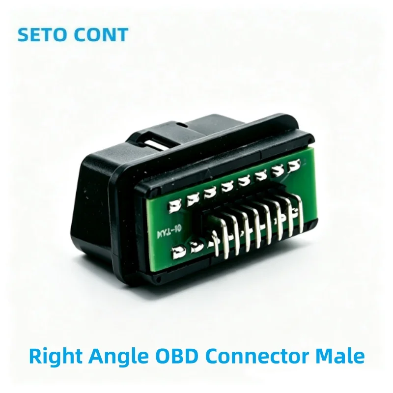 Right Angle 16 Pin OBD Connector Male with Brass Terminals 2.54 mm Nickel Plated OBDII Interface