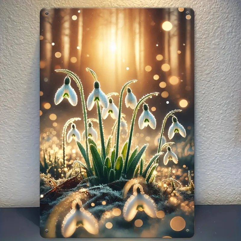 قطعة واحدة من لافتة معدنية عتيقة - "قطرات الثلج" - مثالية للمنزل والمقهى وغرفة النوم - لوحة زخرفية عتيقة مقاومة للماء