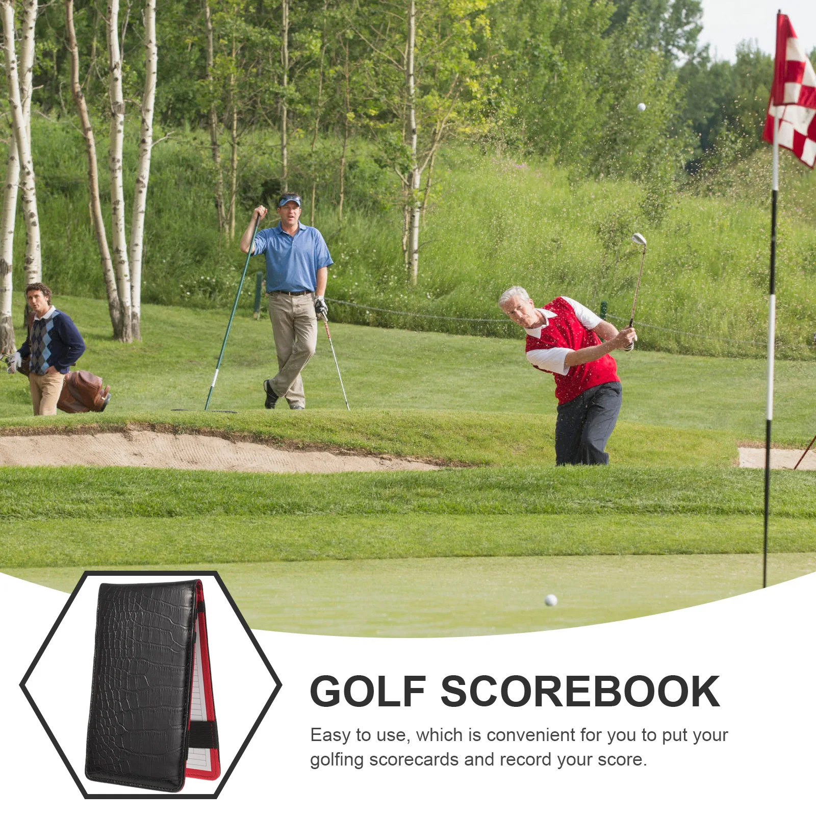 

PU Golf Scorebook Professional Portable Score Recording Notebook Design Water Resistant Sturdy Material