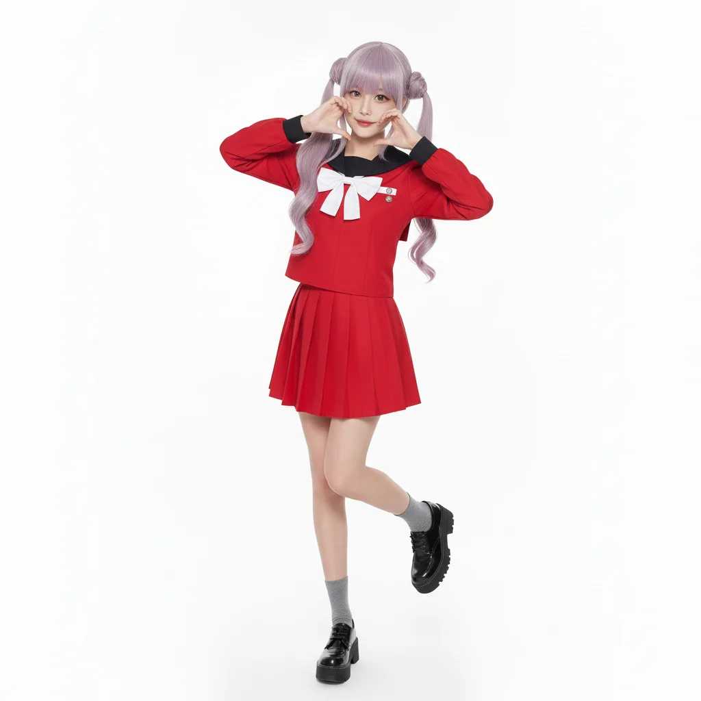 

100 Prince Chronicle Tsukumo Beniko Cosplay Costume, Red School Uniform JK Outfit Anime Game Dress