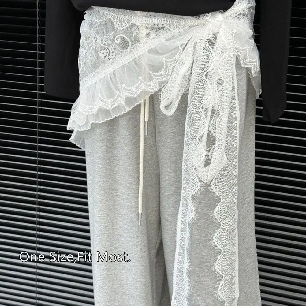 Embroidered Flower Lace Mini Skirt Irregular See Through Lace Up Ruffles Skirt High Waist Harajuku Ruched Skirts