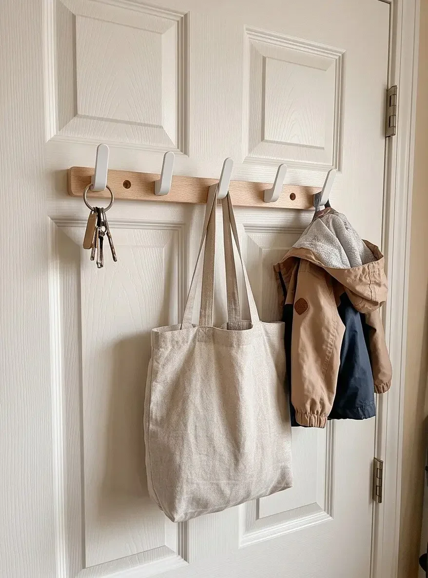 Morden Wall Coat Rack With 4/5/6 Hooks Rustic Wall Mounted Organizers Modern Natural Wooden Pegs for Hanging Coat Clothes Hat