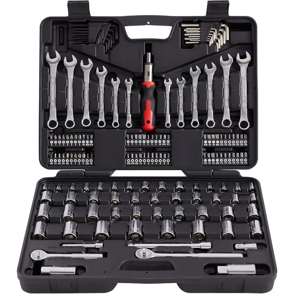 

161 Piece Mechanics Tool Set Socket Kit Ratcheting Driver Wrenches Hex Keys Auto Repair
