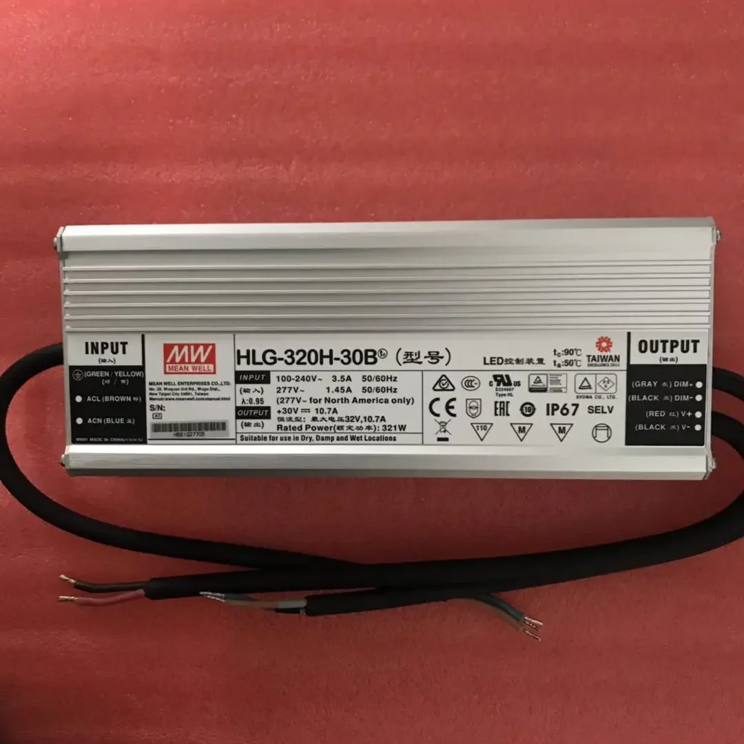 Taiwan Mingwei Waterproof PFC Wire-controlled Dimming LED Power Supply HLG-320H-30B 320W 30V 10.7A