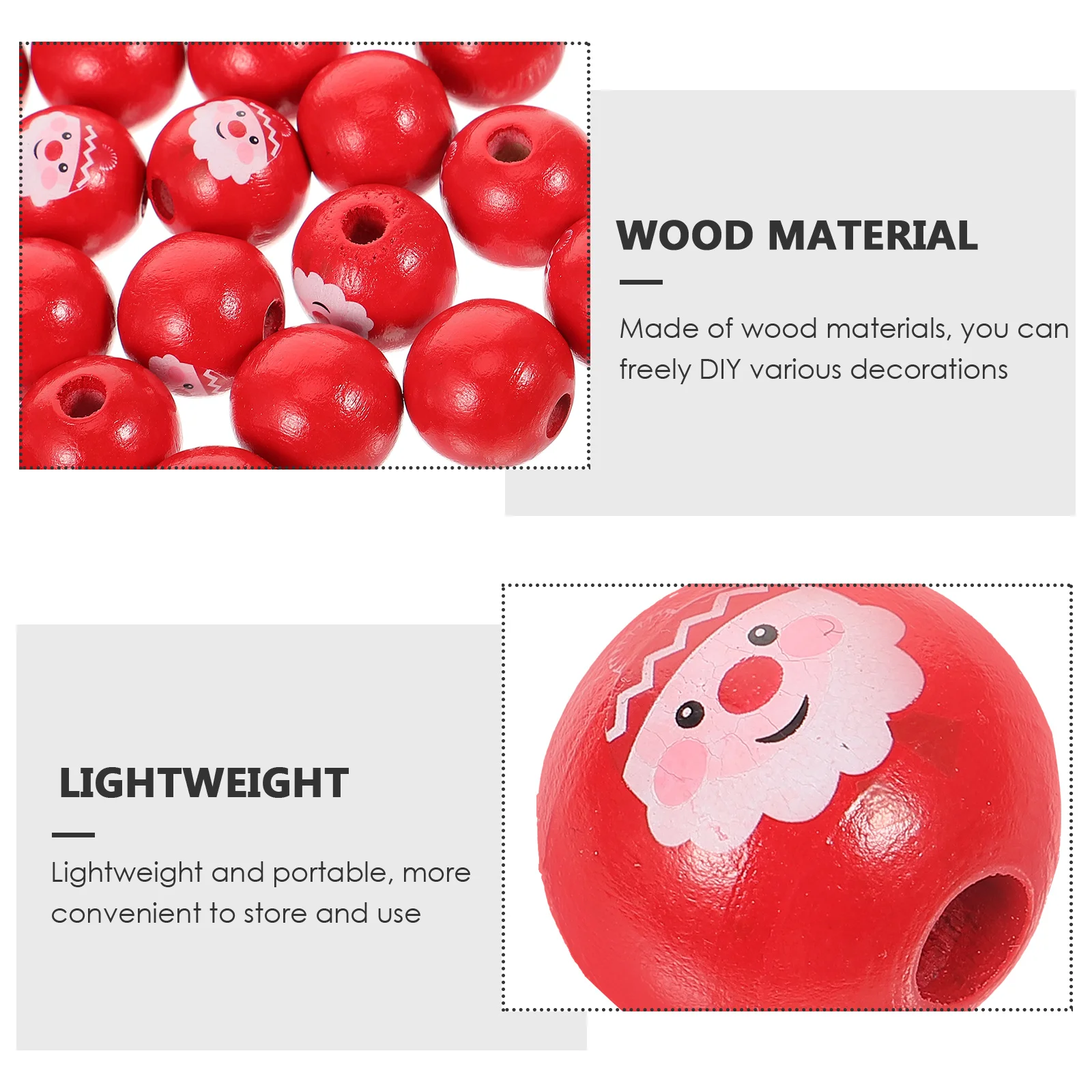 

Christmas Garland Santa Claus Wooden Beads Wreaths Making Accessories Red For Diy Craft