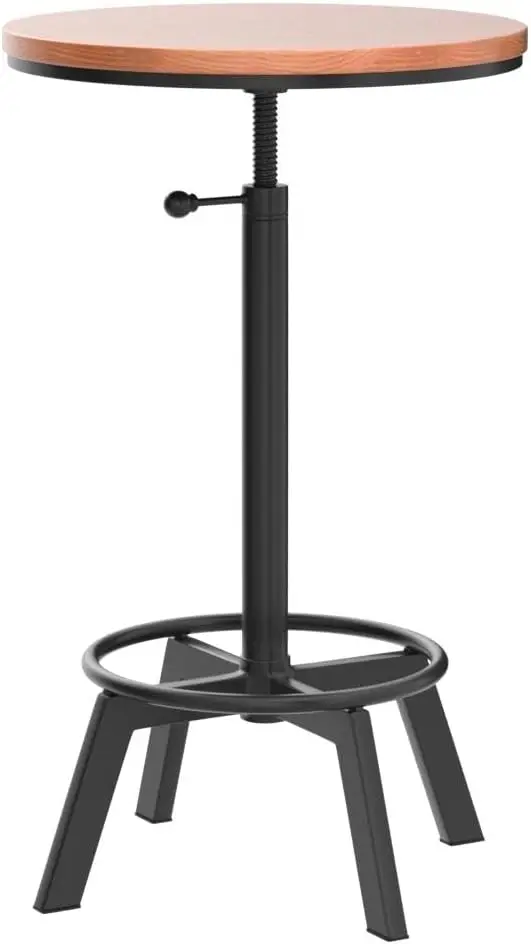 Farmhouse Bar Table 30-35.4Inch Height Adjustable Rustic Bistro Pub Table For Kitchen Coffee House Vintage Cocktail Table