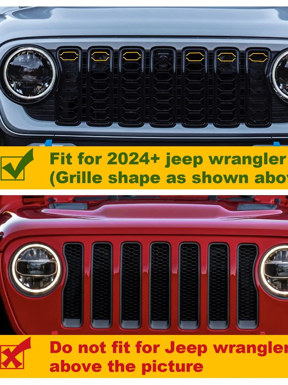 Przednie grilla, kratki i światła pasujące do Jeep Wrangler JL JLu 2024 2025 2026, akcesoria do świateł w grilla. — 2
