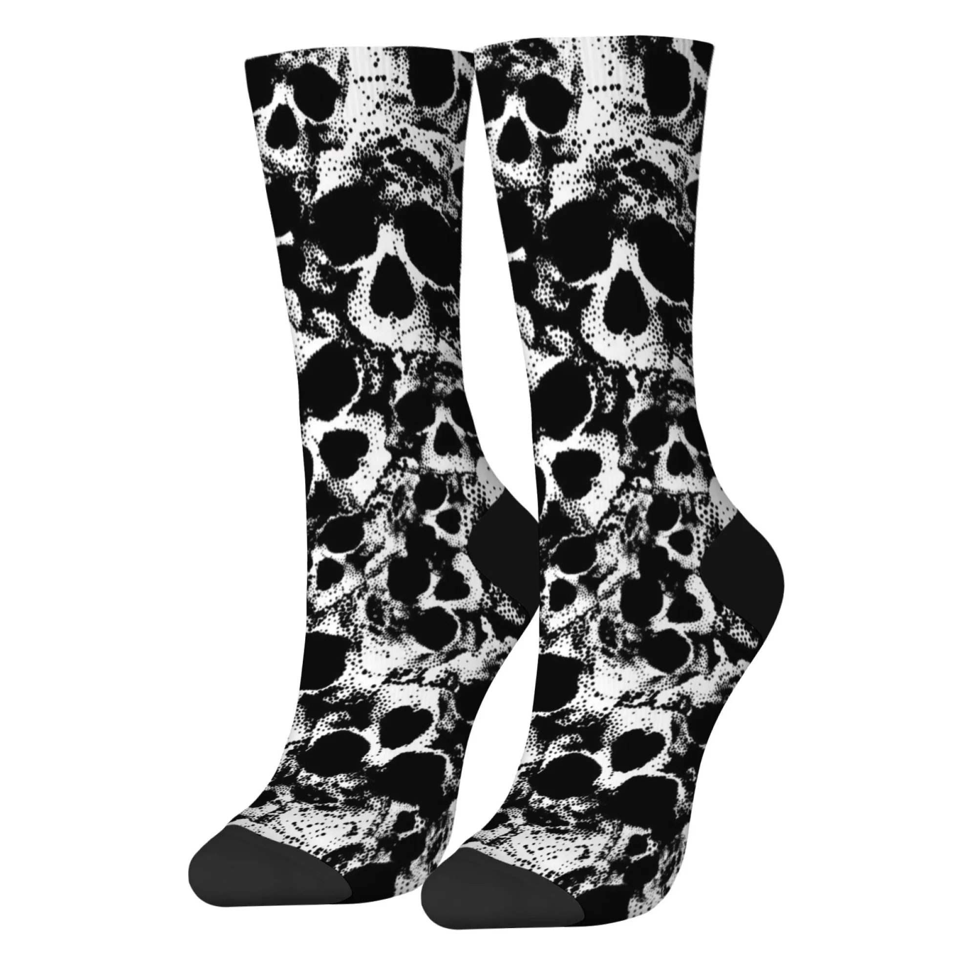 

Fresh Dark Skull Dot-Painted Mid-Calf Socks Bright-Tone Painted Print Arrangement Unisex Daily Campus Outfits Warm Breathable