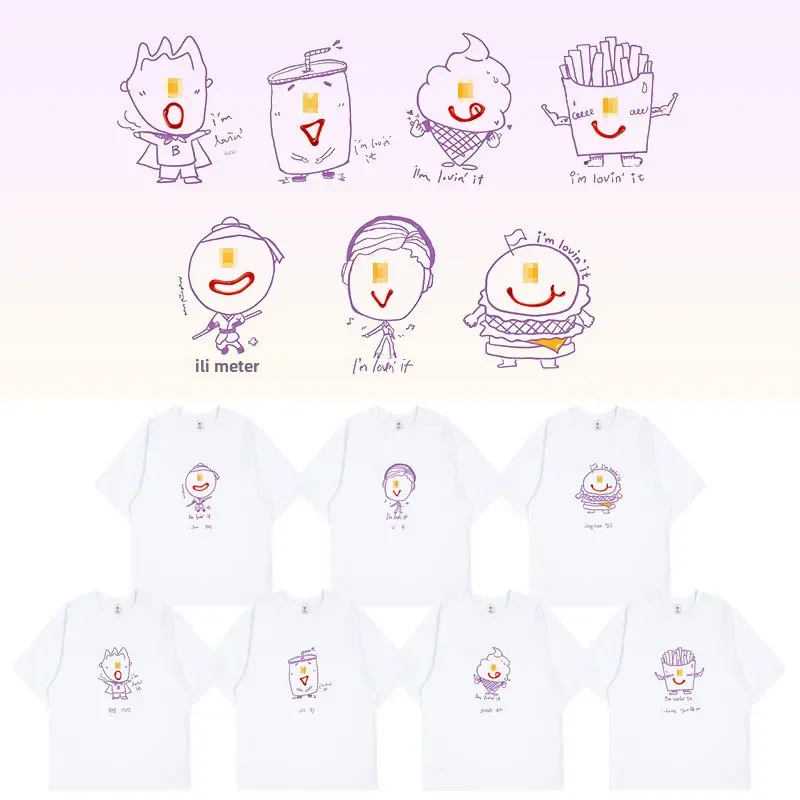 Anti-explosion Jin Nan Jun Tian Heng Sakurai Nozaki Short Sleeve T-shirt Crew Neck Printing Cartoon Hand Drawn Style