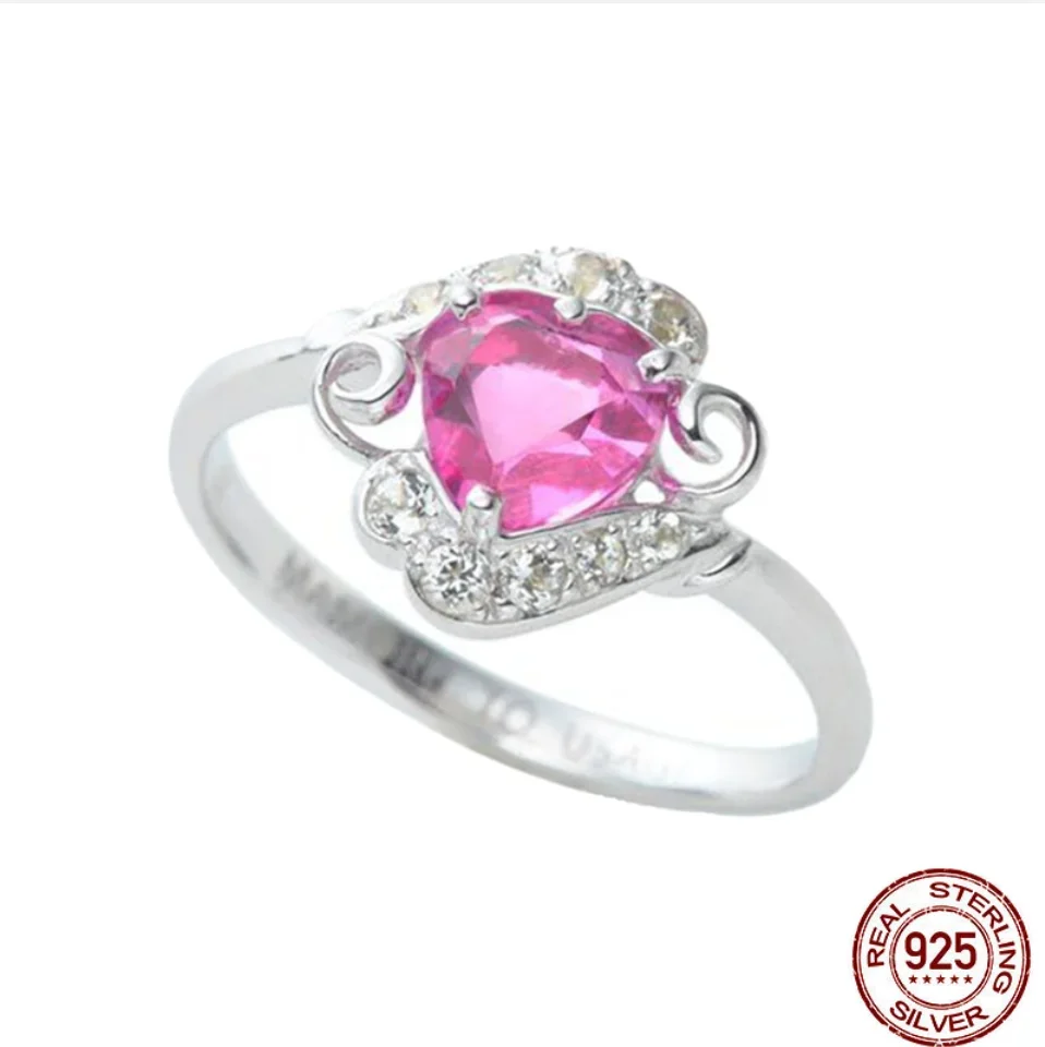 Sterling Silver Tsukino Usagi Ruby Women Ring Anime Fans Cosplay Jewelry for Proposing Marriage Gift