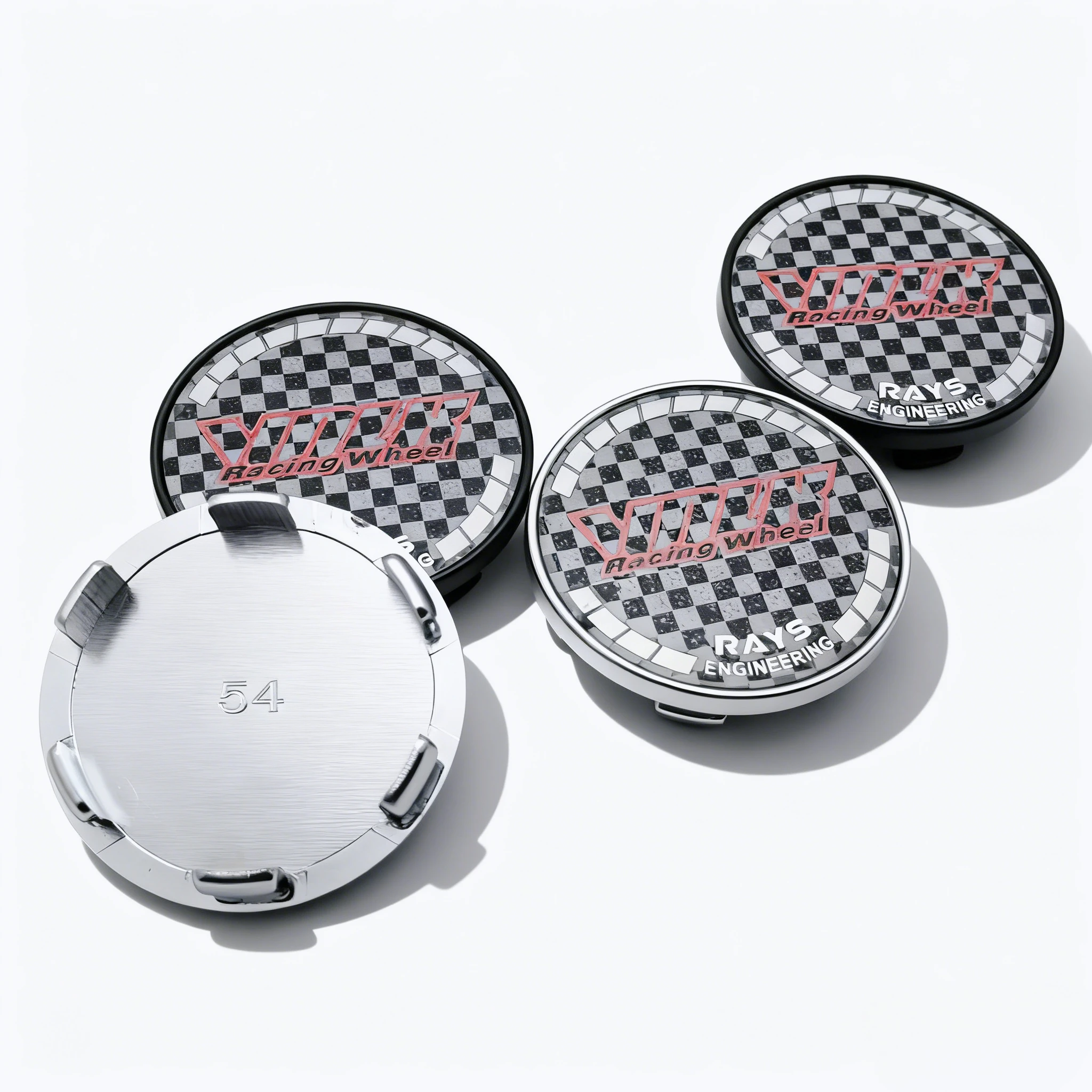 4 Stück VOLK Racing Logo Emblem Auto Radnabenkappen Außendurchmesser 54 mm 49 mm Räder Nabe Staubkappe RAYS Abzeichen Felgen Radkappen Abdeckung Autozubehör