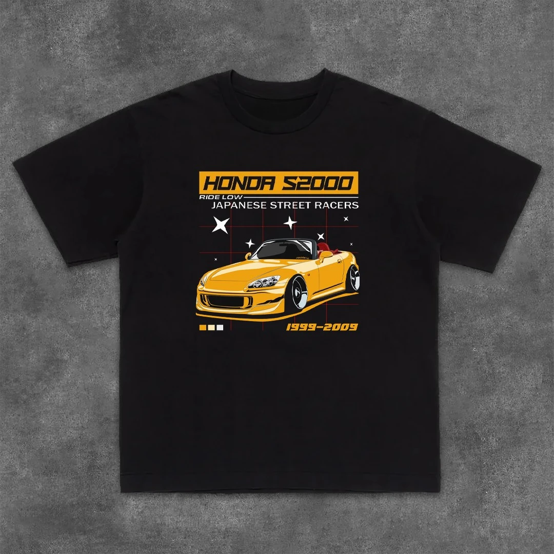 

Short Sleeve T-Shirt Sports Car Illustration Heavy Cotton Crew Neck Half Sleeve Top Tee T-shirt Summer 2025 New
