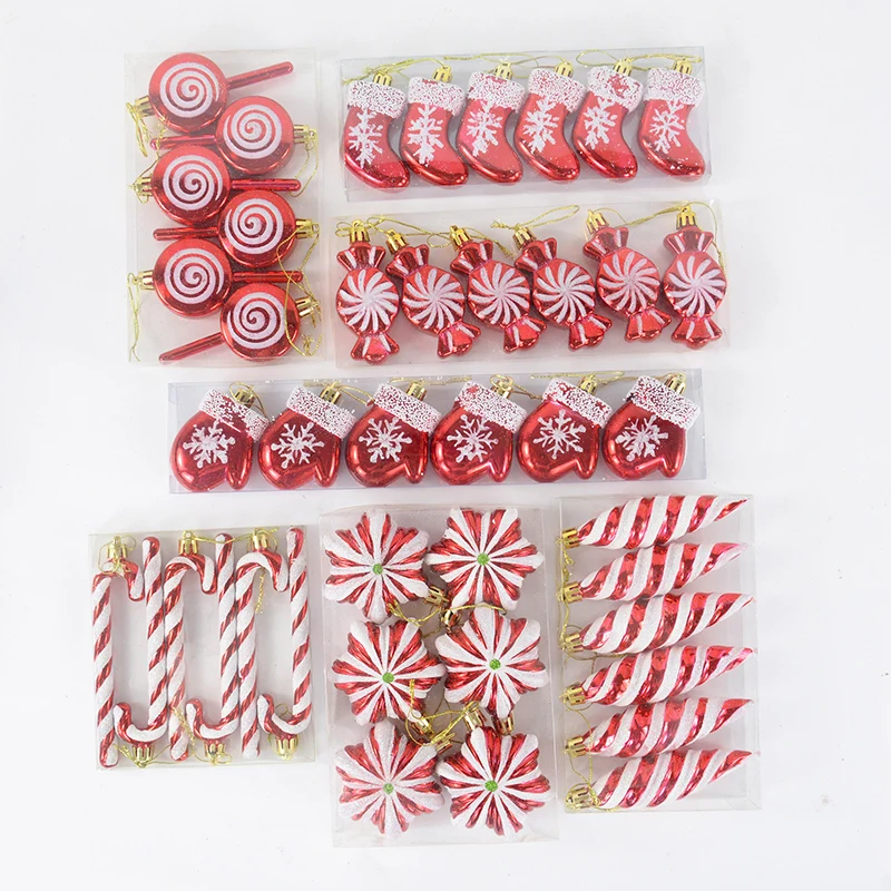 6pcs/set Christmas Candy Pendants Colorful Lollipop Cane Hanging Ornaments Christmas Tree Decoration For Home Xmas New Year Noel