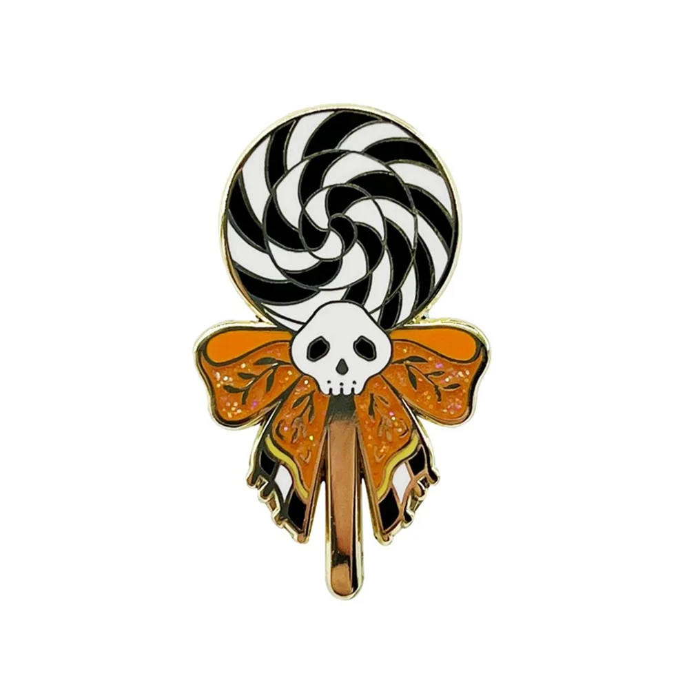 Creative Skull Badges Halloween Candy Shape Brooches Custom Lollipop Enamel Lapel Pin Festival Celebration Jewelry For Gift