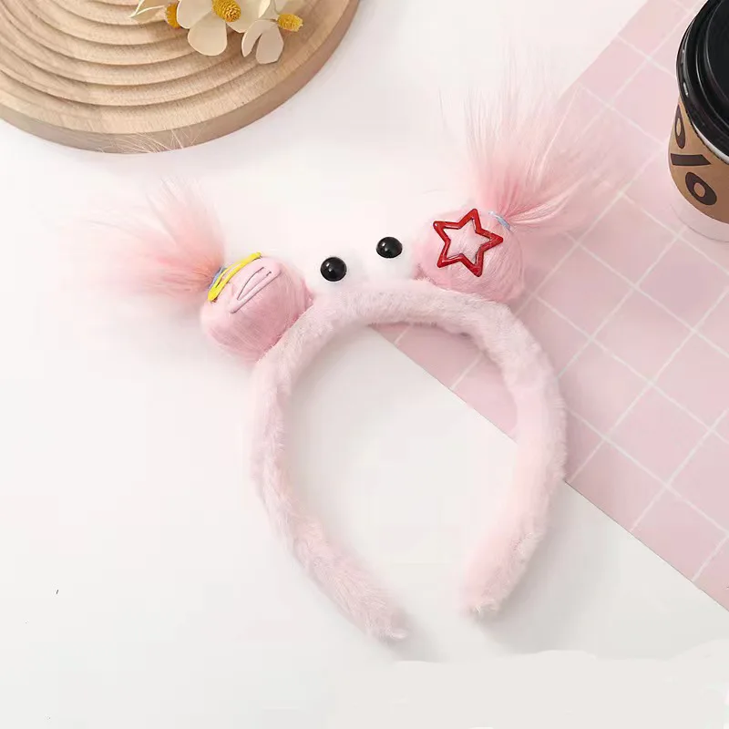 1 Pcs New Children\'s Funny Plush Ugly Doll Cute Personality Trend Design Hair Accessories Funny Happy Sister Headdress