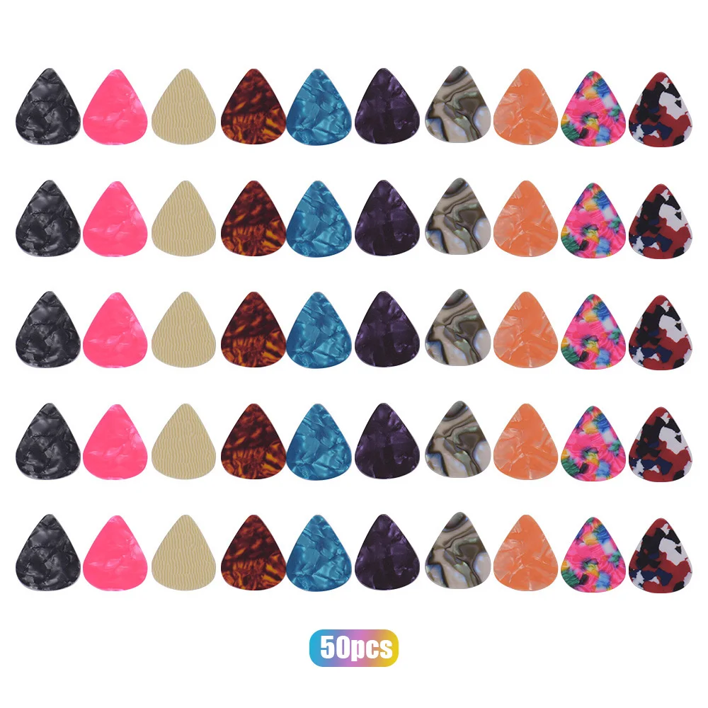 Colorful Celluloid Guitar Picks for Bass Electric Acoustic Guitars (Colors & Thickness 0.46mm/0.71mm/0.96mm Random Delivery)