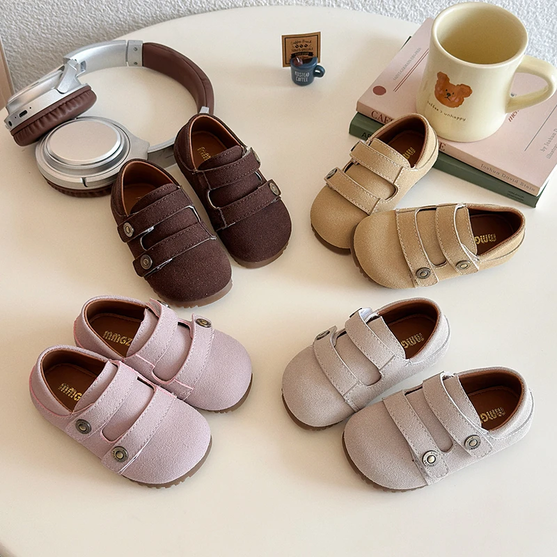 

Boys/Girls' Leather Shoes 2025 Spring/Autumn New Retro Round Toe Kid's Casual Shoes Soft soled Non-slip Children's Shoes 21-30