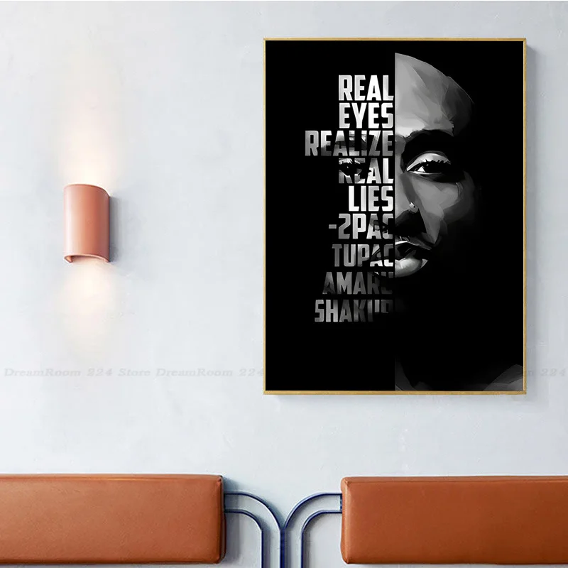 Hip Hop Singer Tupac Whitepaper Poster Fancy Wall Sticker For Living Room Bar Decoration Stickers Wall Painting