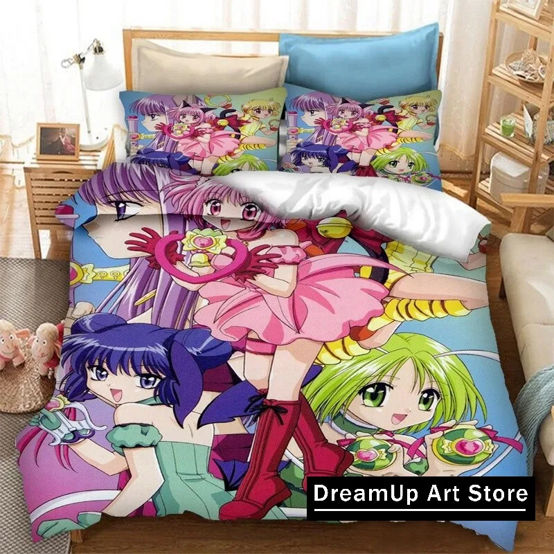 3D Print Anime Tokyo Mew Mew Bedding Set Boys Girls Single Twin Queen Full Size Duvet Cover Pillowcase Bed Adult Bedroom