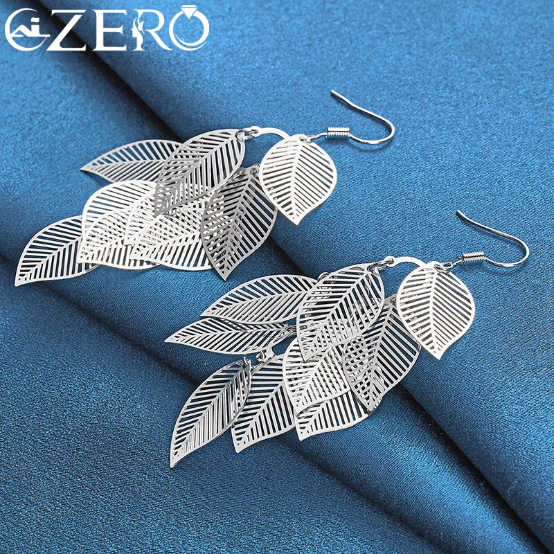 ALIZERO-pendientes de plata de ley 925 para mujer, aretes con borlas de hojas multicapa, joyería de moda para fiesta de compromiso y boda