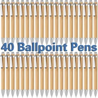 40 unids/lote bolígrafo de madera de bambú punta de 1,0mm oficina escuela escritura papelería firma de negocios bolígrafos