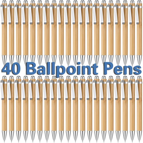 40 unids/lote bolígrafo de madera de bambú punta de 1,0mm oficina escuela escritura papelería firma de negocios bolígrafos