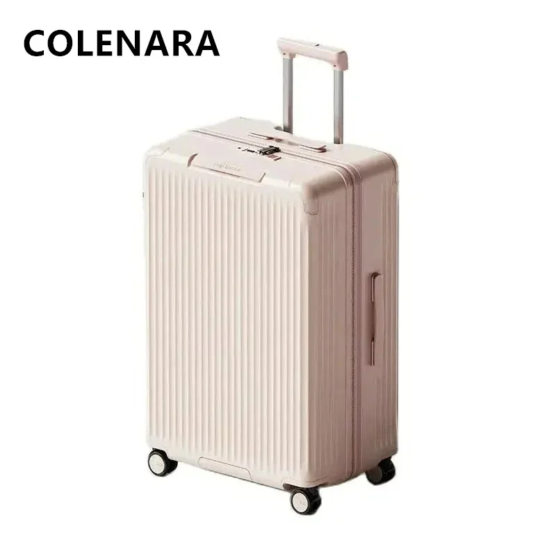 COLENARA koper troli ABS + PC 20 inci, koper troli kapasitas besar dapat diperbesar 20 inci, koper beroda roda Universal Wanita 24 "28"