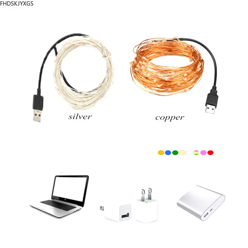 USB 5M/10M LED String Lights Copper Wire Fairy Lights For Christmas Garland Room Bedroom Indoor Wedding Decoration Lamp