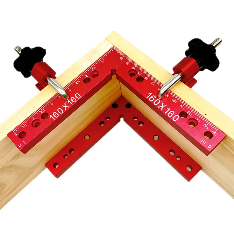 2 Set 160 mm Holzbearbeitungs-Eckklemmen, rechtwinkliges Lineal, 90 Grad L-förmige Hilfsquadrat-Positionierungsplatten-Befestigung