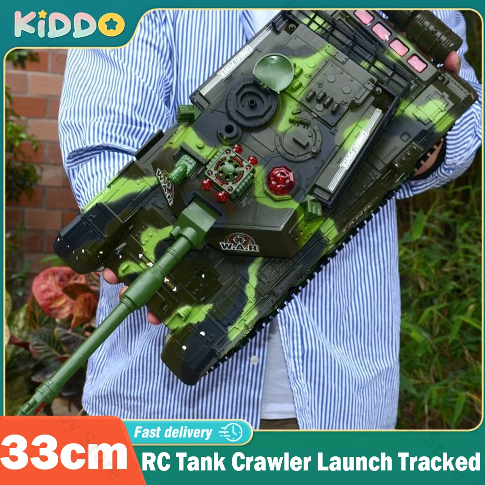 

33cm Large RC Tank Crawler Launch Tracked Military Truck Model Remote Control War Battle Tanks for Boys Children Kids Gifts