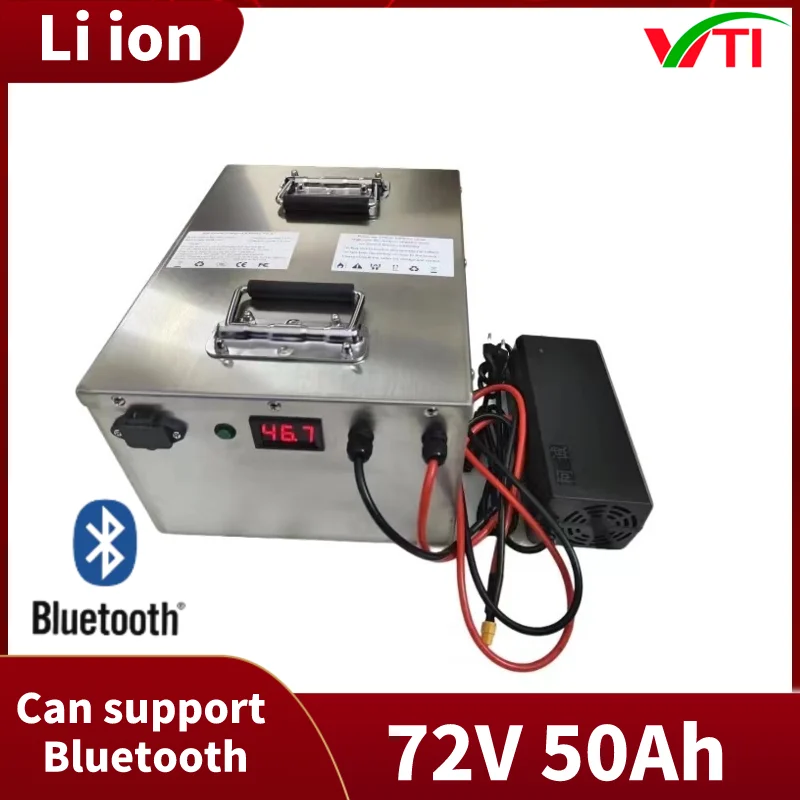 

VtiWaterproof 72V 50Ah Li-ion Battery Pack with BMS 20S Bluetooth for Scooter Motorcycle E-bike Waterproof Lithium-ion Power