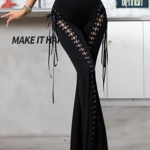 

ex Casual Pants High Waist Lace up Front Straight Leg Men's Women's Faionable New Sle Cross-Border Cargo Trousers